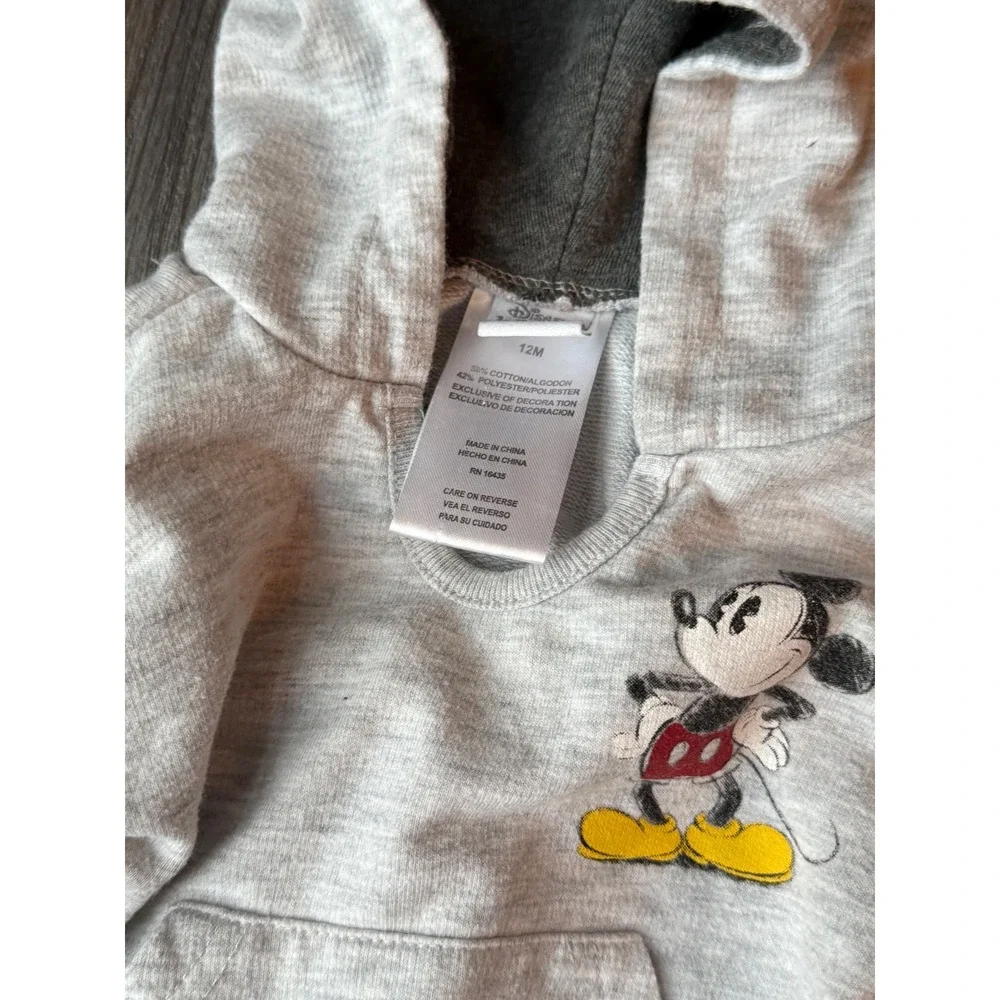Disney Mickey Mouse Baby Boys Gray Hoodie and Joggers Set with Ears size12 month